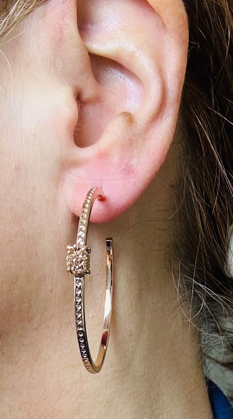 BOGO FREE AVA ROSE RGOLD DRUZY HOOP EARRINGS
